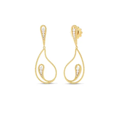 Byzantine Barocco Two-Tone with Diamond Paisley Drop Earrings