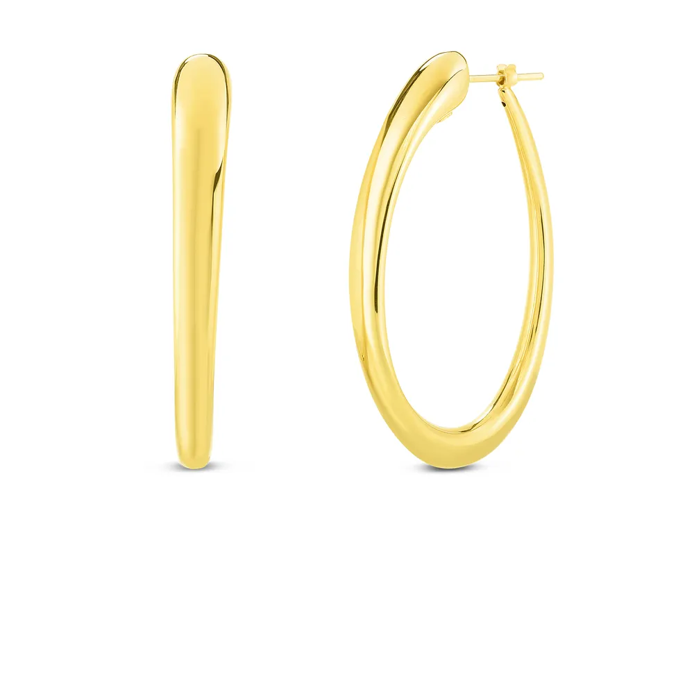 Oro Classic Yellow Gold 32mm X 50mm Hoop Earrings