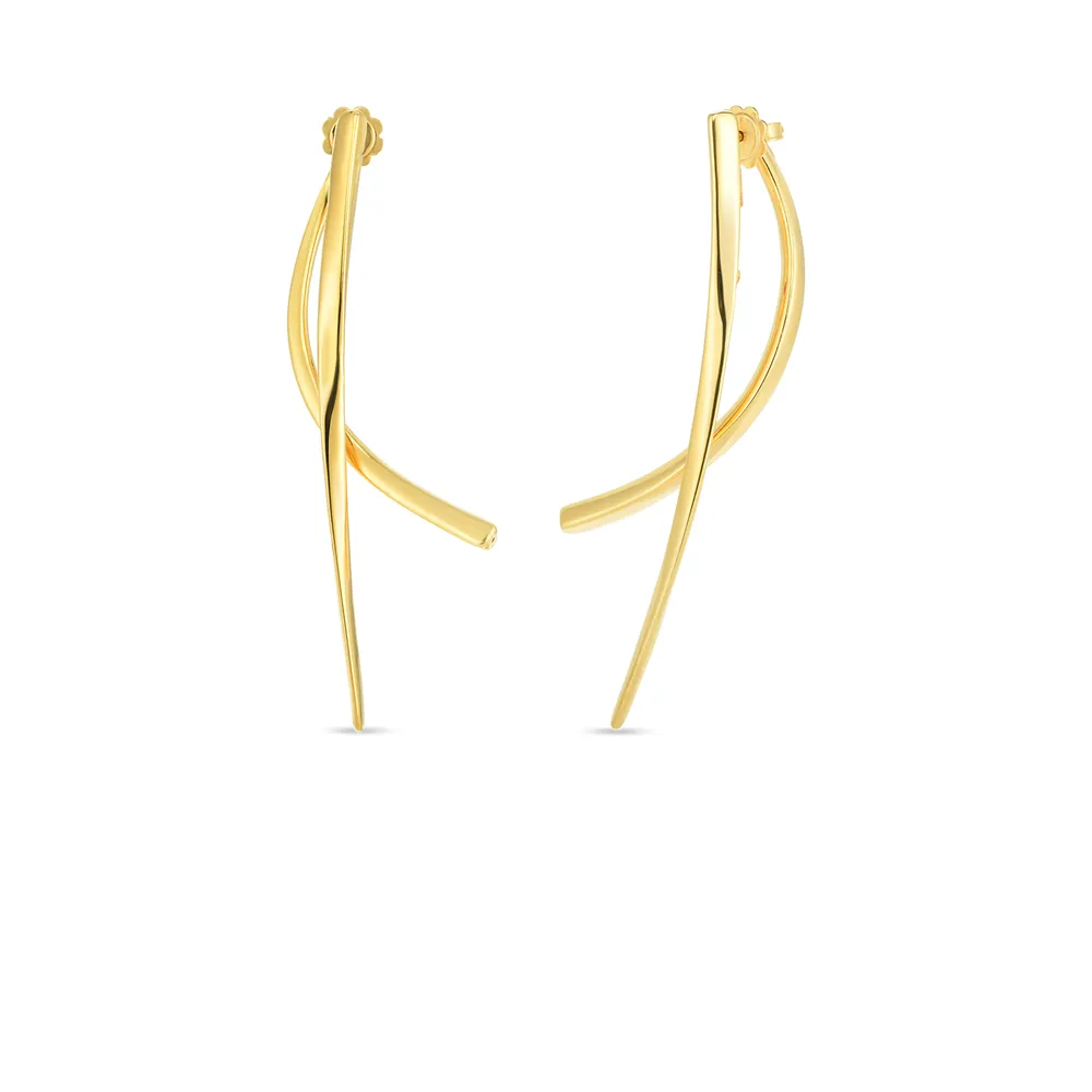 Designer Gold Front & Back Line Earrings