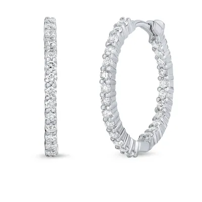 Extra Small Inside Outside Diamond Hoop Earrings