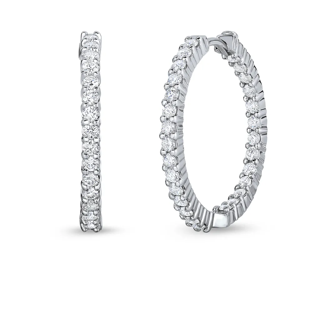 Inside Outside Diamonds Small White Gold Hoop Earrings