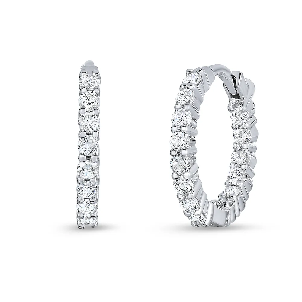 Petite Inside Outside Diamond Hoop Earrings