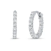 Inside Outside Diamonds Petite White Gold Hoop Earrings