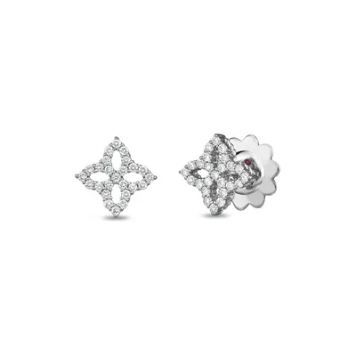 Princess Flower Diamond Outline Small Stud Earrings
