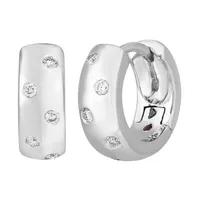 White Gold with Diamond Accents 14mm X 5mm Wrap Huggie Earrings