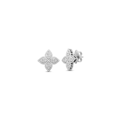 Princess Flower Medium Diamond Stud Earrings
