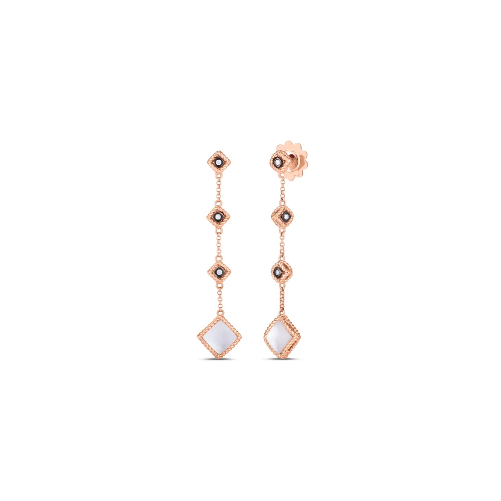 Palazzo Ducale Rose Gold Mother of Pearl Diamond Two Drop Earrings