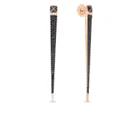 Sauvage Prive Rose Gold with Black & White Diamonds Long Spike Drop Earrings