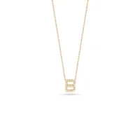 Tiny Treasures Yellow Gold & Diamond Love Letter B Pendant Necklace Length 16"