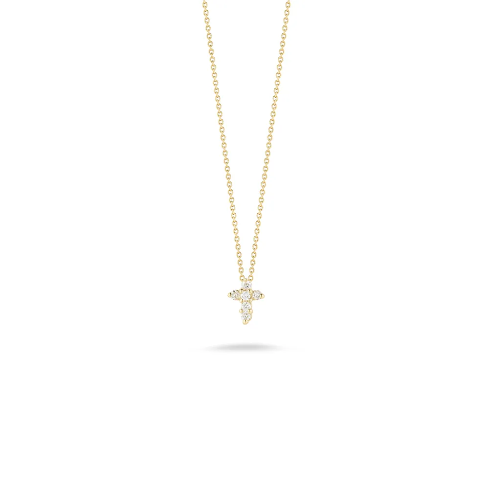 Tiny Treasures Gold with Diamond Accents Baby Cross Necklace Length 16" adjustable to 18