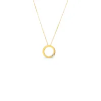 Love In Verona Yellow Gold Circle of Life Diamond Flower Necklace