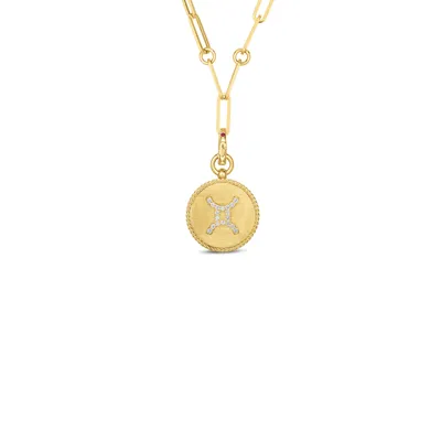 Gemini Zodiac Diamond Medallion Necklace