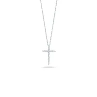 Tiny Treasures White Gold Diamond Cross Necklace Length 16" adjustable to 18"