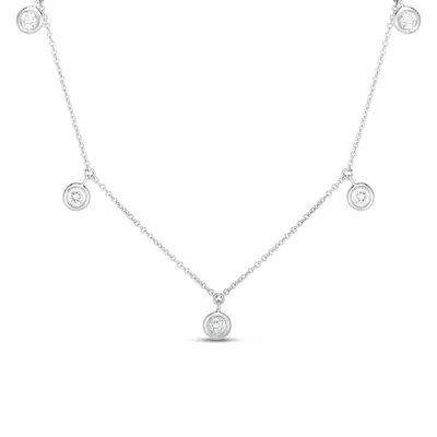 Diamonds by the Inch White Gold 0.23 Carats Dangling Five Station Necklace Length 16" adjustable to 18"