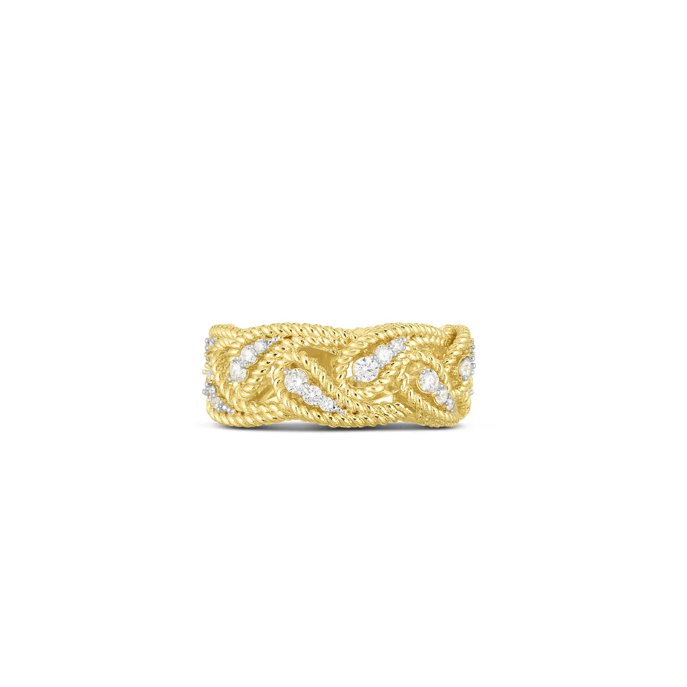 Byzantine Barocco Yellow Gold Diamond Ring Size 7