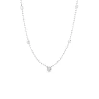 Designer Gold White Gold with Bezel Diamond & Alternating Beads Chain Necklace Length 18"