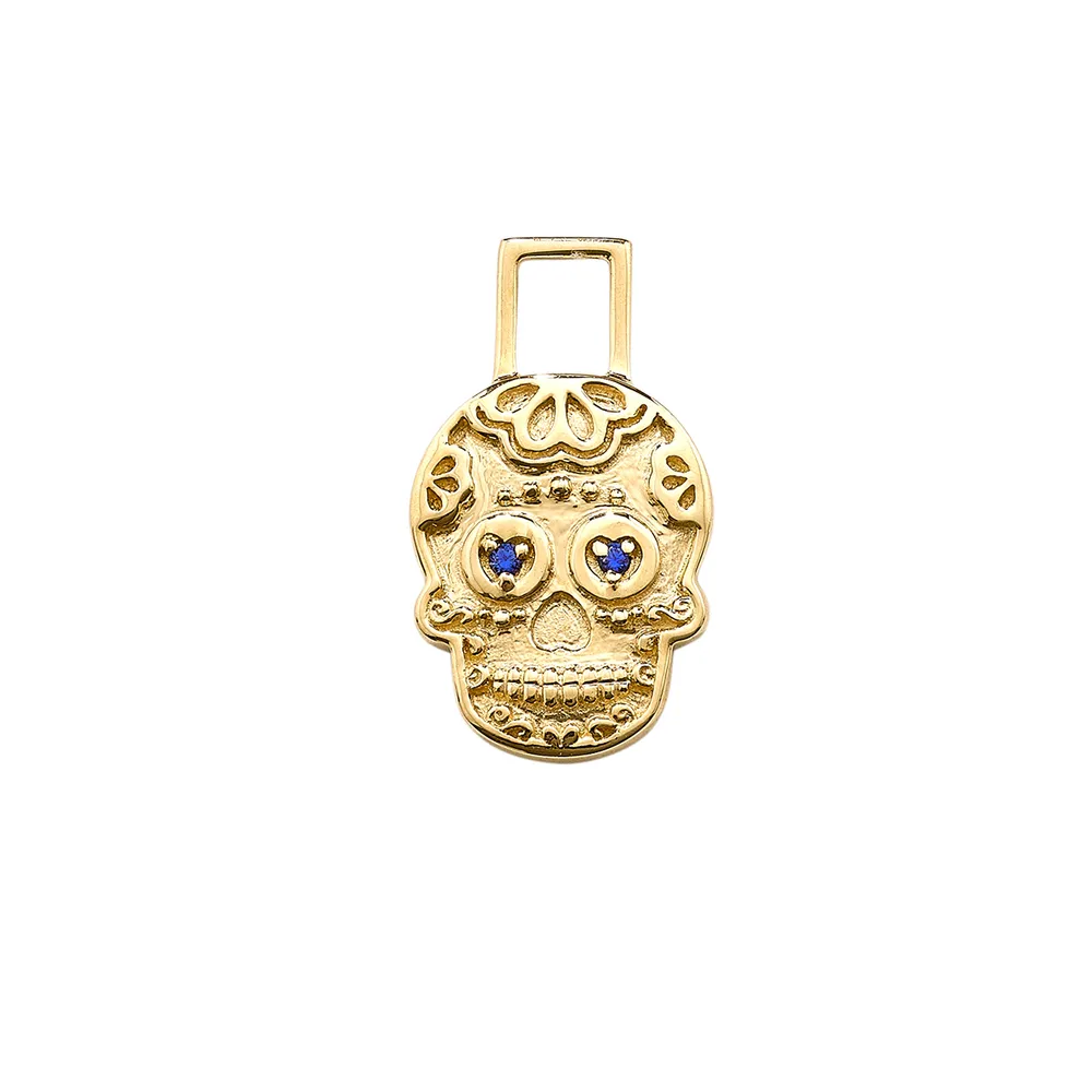 Earwishes Blue Sapphire Skull Charm