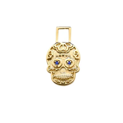 Earwishes Blue Sapphire Skull Charm