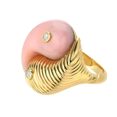 Yin Yang Ring- Pink Opal