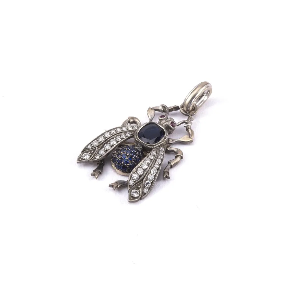 Sapphire and Diamond Bug Pendant