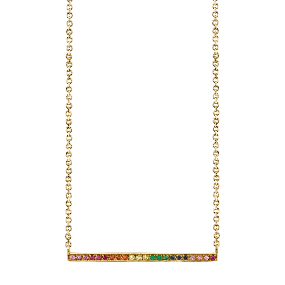 Gold and Rainbow Bar Necklace