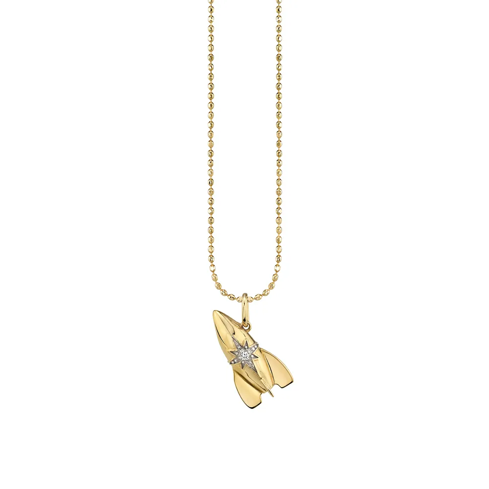 Gold and Diamond Rocket Charm