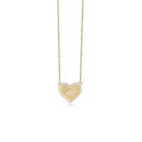 Gold and Diamond Medium Heart Marquise Eye Neckalace