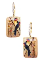 Bird Flower Marquetry Earrings