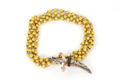Gold Bead Sword Master Rosary Necklace