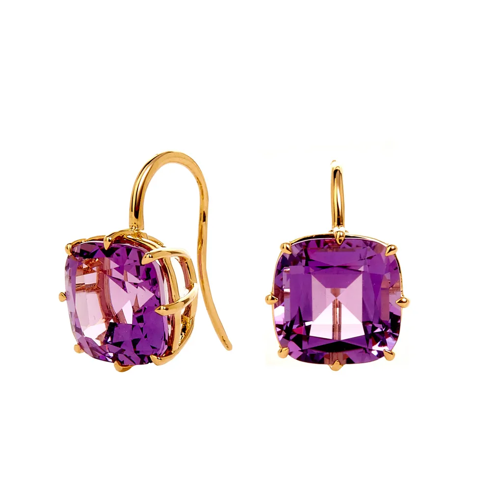 Mogul Amethyst Cushion Earrings