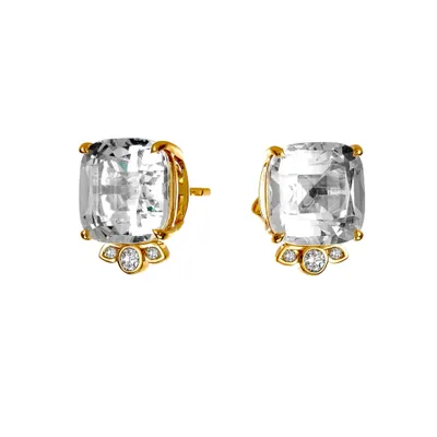 Mogul Rock Crystal Cushion Earrings