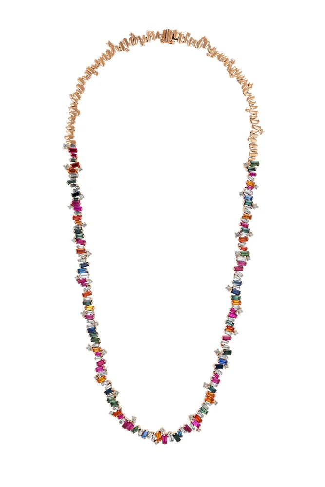 14K Gold & Blue Sapphire Choker Tennis Necklace – Sabrina Design