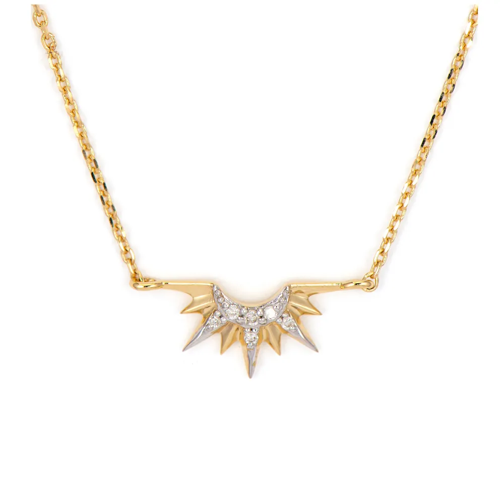 Half Sunburst Love Explosion Pave Necklace