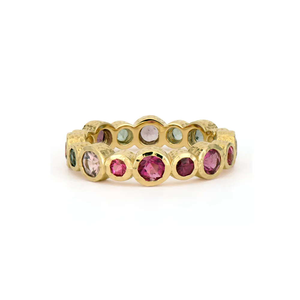 Timeless Bezel Set Mixed Tourmaline Band