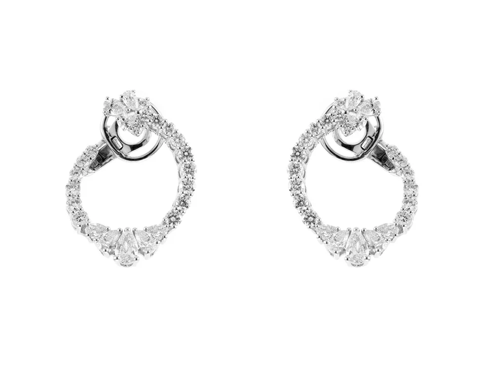 Diamond Circle Drop Earrings