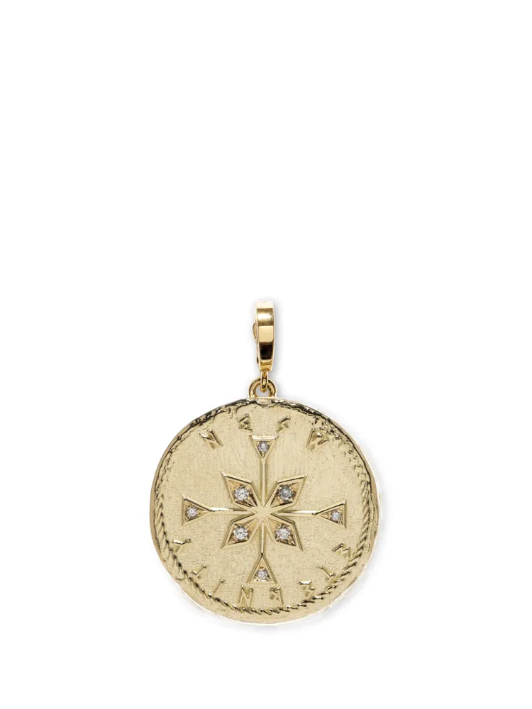 Compass Large Diamond Coin Charm