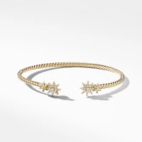 Petite Starburst Cable Bracelet in 18K Yellow Gold with Diamonds, 2.6mm