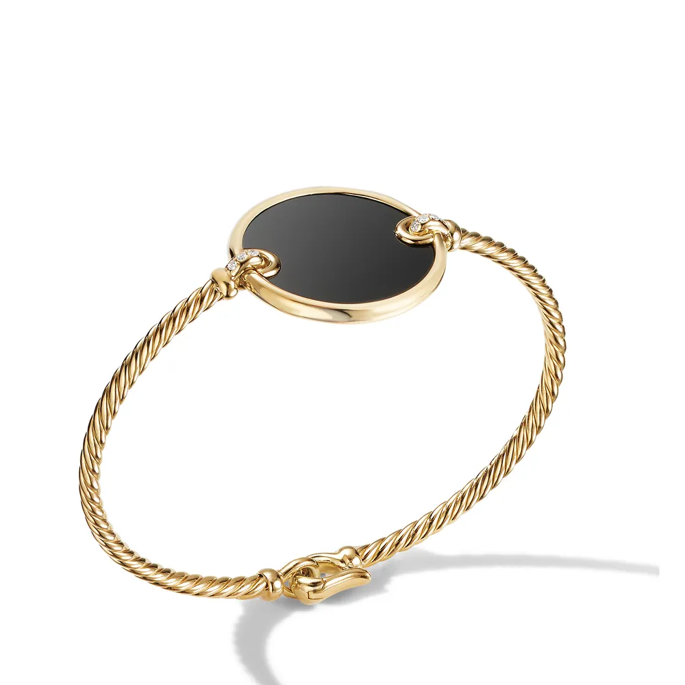 DY Elements® Bracelet in 18K Yellow Gold with Black Onyx and Pavé Diamonds