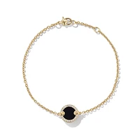 Petite DY Elements® Center Station Chain Bracelet in 18K Yellow Gold with Black Onyx and Pavé Diamonds