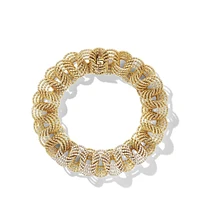 DY Origami Link Bracelet in 18K Yellow Gold with Pavé Diamonds