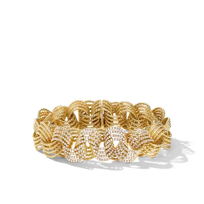 DY Origami Link Bracelet in 18K Yellow Gold with Pavé Diamonds