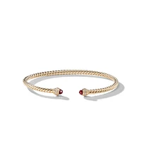 Cablespira® Bracelet in 18K Yellow Gold with Garnet and Pavé Diamonds