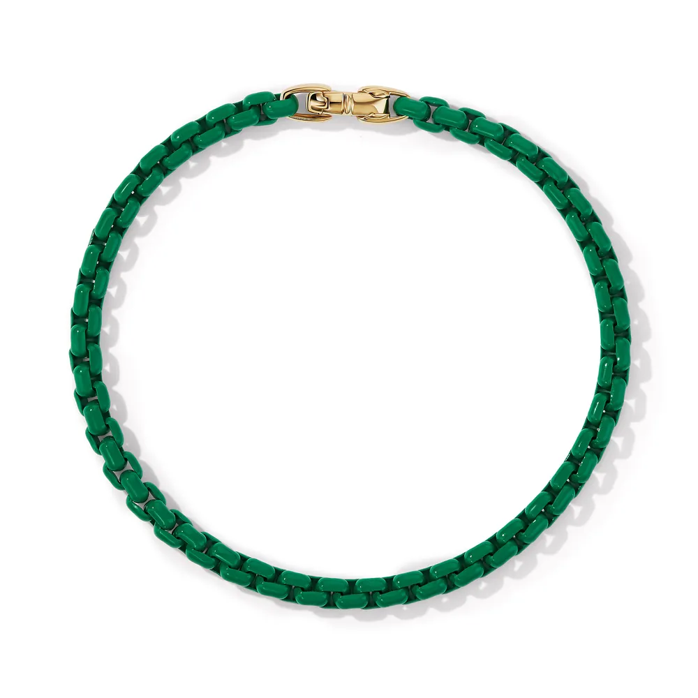 DY Bel Aire Color Box Chain Bracelet in Emerald Green Acrylic with 14K Yellow Gold Accent