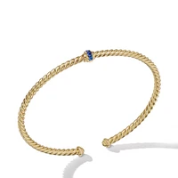 Cable Classics Center Station Bracelet in 18K Yellow Gold with Pavé Blue Sapphires