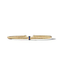 Cable Classics Center Station Bracelet in 18K Yellow Gold with Pavé Blue Sapphires