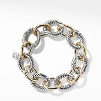 Oval Link Chain Bracelet in Sterling Silver with 18K Yellow Gold