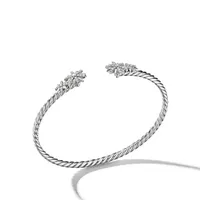 Starburst Cable Bracelet in Sterling Silver with Pavé Diamonds