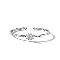 Starburst Center Station Bracelet in Sterling Silver with Diamonds, 3mm