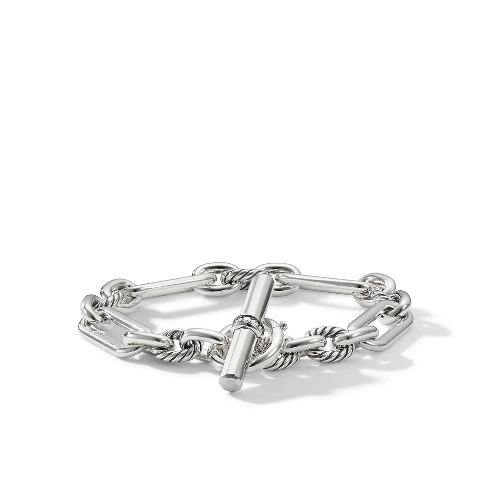 Lexington Chain Bracelet in Sterling Silver with Pavé Diamonds