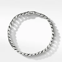 Curb Chain Bracelet in Sterling Silver with Pavé Black Diamonds